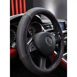 HUSA PIELE PENTRU VOLAN 37-39CM PIELE NATURALĂ NEGRU/ROȘU