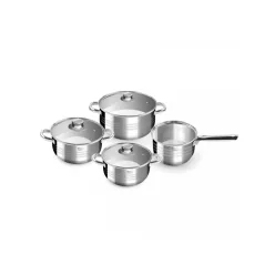   SET DE VASE / OALE PENTRU GATIT 7 PIESE DIN OȚEL INOXIDABIL CU CAPAC DE STICLA