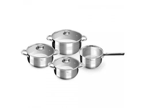 SET DE VASE / OALE PENTRU GATIT 7 PIESE DIN OȚEL INOXIDABIL CU CAPAC DE STICLA