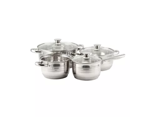 SET DE VASE / OALE PENTRU GATIT 7 PIESE DIN OȚEL INOXIDABIL CU CAPAC DE STICLA