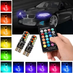   Bec LED 12V 5W T10 RGB cu schimbare de culori și telecomandă