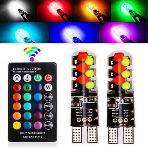 Bec LED 12V 5W T10 RGB cu schimbare de culori și telecomandă