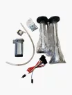 Claxon electric 12V dublu + compresor, plastic culoare crom, 150 dB, 29/23 cm