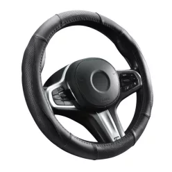 Husă volan 37-39 cm, piele naturală, neagră