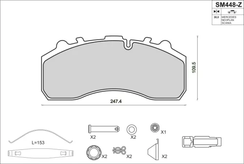 Set de plăcuțe de frână MB/BPW/Iveco