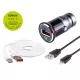 Încărcător USB 12/24V, USB-C și cablu Lightning