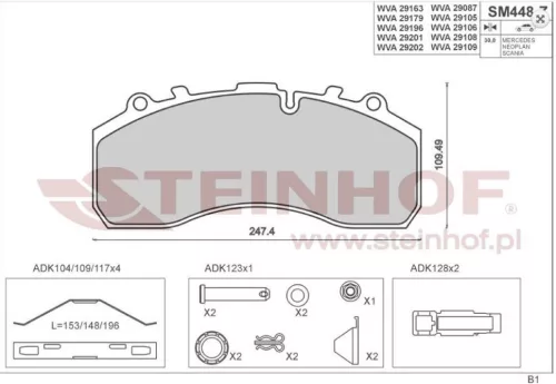 Set de plăcuțe de frână MB/BPW/Iveco premium