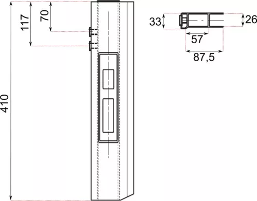 Încuietoare cu zăvor 400 metal stânga