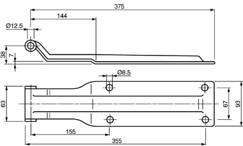 Placa de balama mare galvanizată