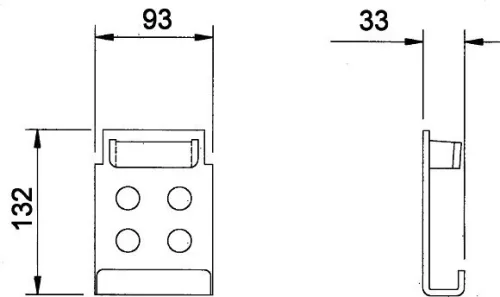 Cârlig buzunar inferior sudabil 4 găuri