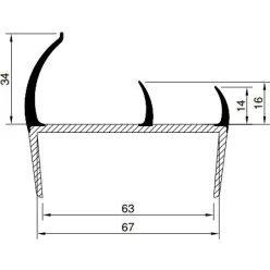 Profil de etanșare pentru uși 65mm 3,2m gri