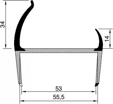 Profil de etanșare pentru ușă 55mm 3,2m