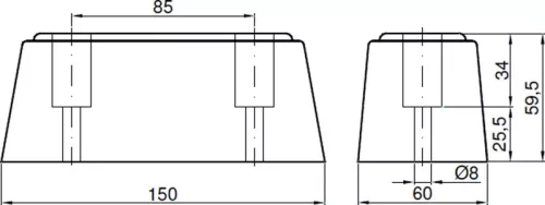 TAMPON CAUCIUC 150 X 60 X 60