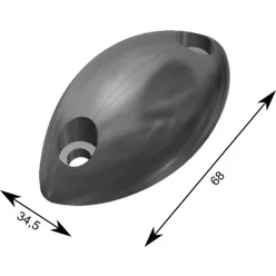 Bara de protecție ovală din cauciuc 68 X 35 X 20
