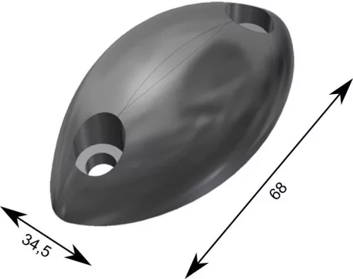 Bara de protecție ovală din cauciuc 68 X 35 X 20