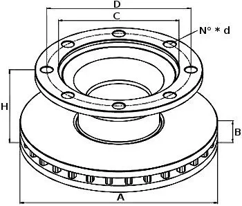 Disc de frână BPW 377x45x159,5 Sauer