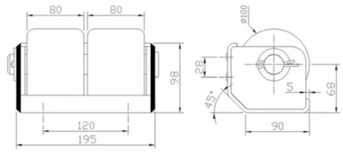 Bara de protecție cu role în carcasă metalică orizontală dublă