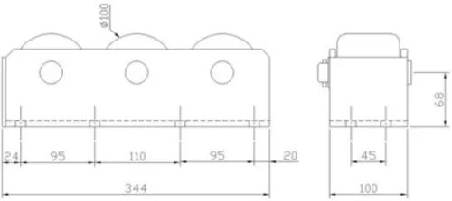 Bara de protecție cu role triplă în carcasă metalică verticală
