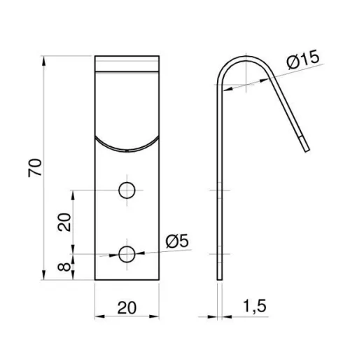Agățat pe un perete lateral 20x70