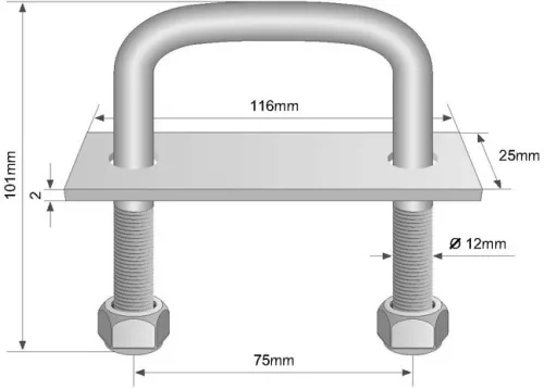 Piesă de fixare U 75x101