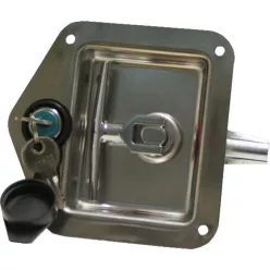   Încuietoare pentru ușa laterală inox 121x124 cu mâner rabatabil, cu încuietoare