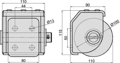 Bara de protecție cu role în carcasă metalică orizontală simplă