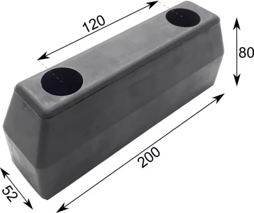 Bara de protecție din cauciuc 200 x 52 x 80