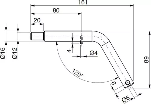 Bilă rabatabilă 50 mm pentru robinet orizontal 16-12 mm