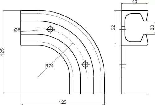 Șină semicirculară pentru transportorul de carne