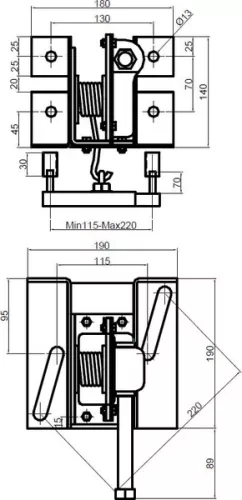 Suport pentru roata de rezervă cu troliu 150-220mm