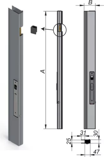 Capac de capăt din aluminiu 815mm dreapta