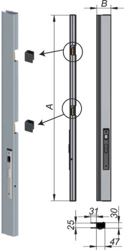 Capac de capăt din aluminiu 1015mm dreapta