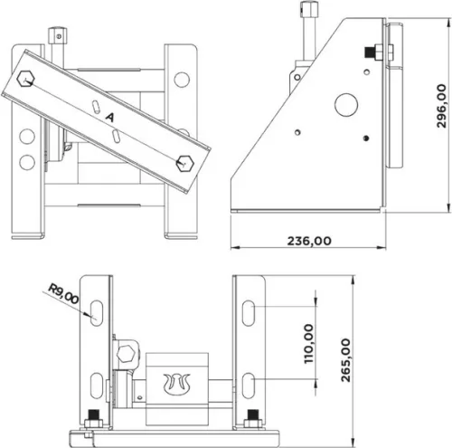 Suport pentru roata de rezervă cu troliu 275mm