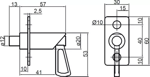 Pivot de siguranță cu placă de bază 12mm