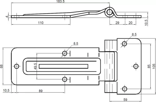 Balama pentru ușă INOX pătrată completă