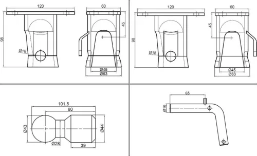 Set de bile cu înclinare orizontală 43mm