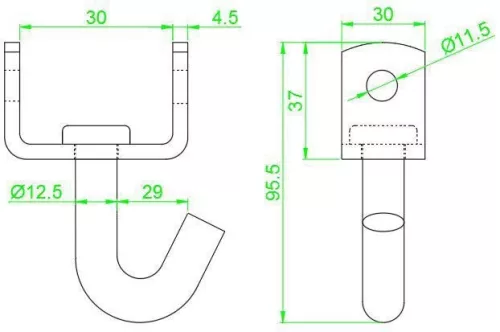 Cârlig pivotant 35mm pentru clichet 3t