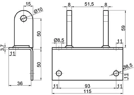 Buck pentru placa de balama cu 4 găuri