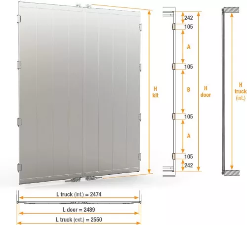 Ușă spate din aluminiu 2500-2600mm