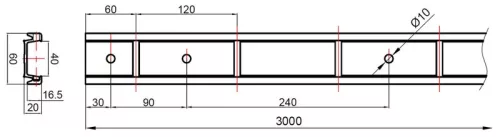 Șină de fixare a încărcăturii aluminiu orizontal