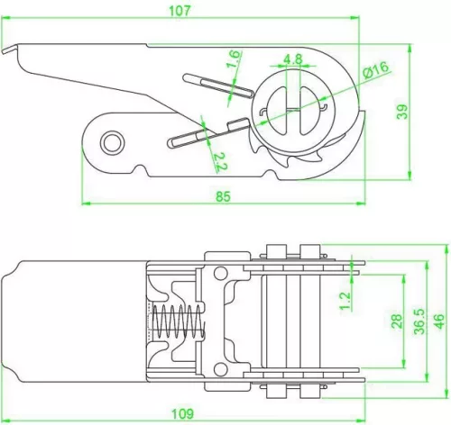 Cârlig de 25mm 800kg ROZSDAMENTES