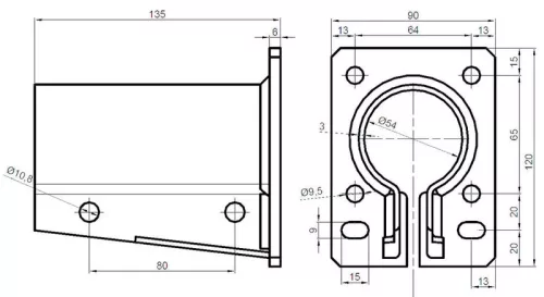 Tub de protecție pentru noroi 54 mm cu picioare