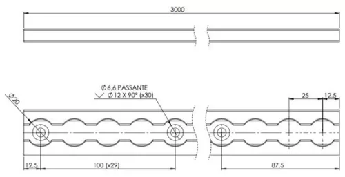 Șină de linie aeriană 3m pătrat