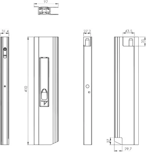 Închizător (lacăt) 400 mm cu flanșă Max Open stânga