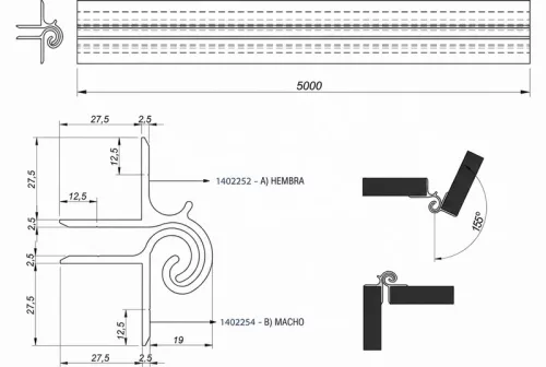 Profil balama din aluminiu 5 m B - Masculin