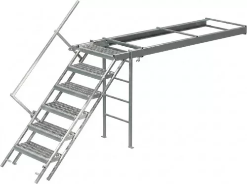 Scară cu 6 trepte, extensibilă, cu balustradă