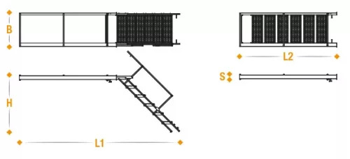 Scară cu 6 trepte, extensibilă, cu balustradă