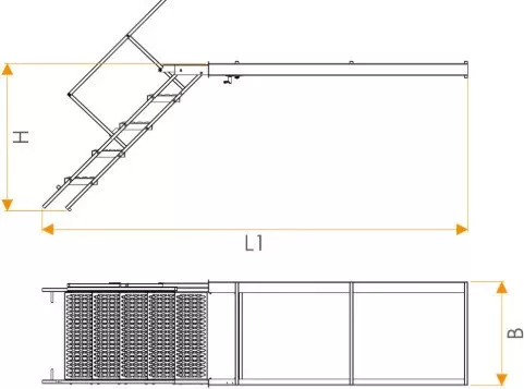 Scară extensibilă cu 4 trepte și balustradă