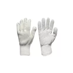   MANUSA DE PROTECTIE DIN BUMBAC ALB TRICOTATE + PIELE GROASA PE PALMA